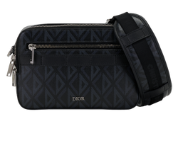 CD Diamond Print Safari Messenger, Canvas, Black, 21-BO-0233, DB, 3*
